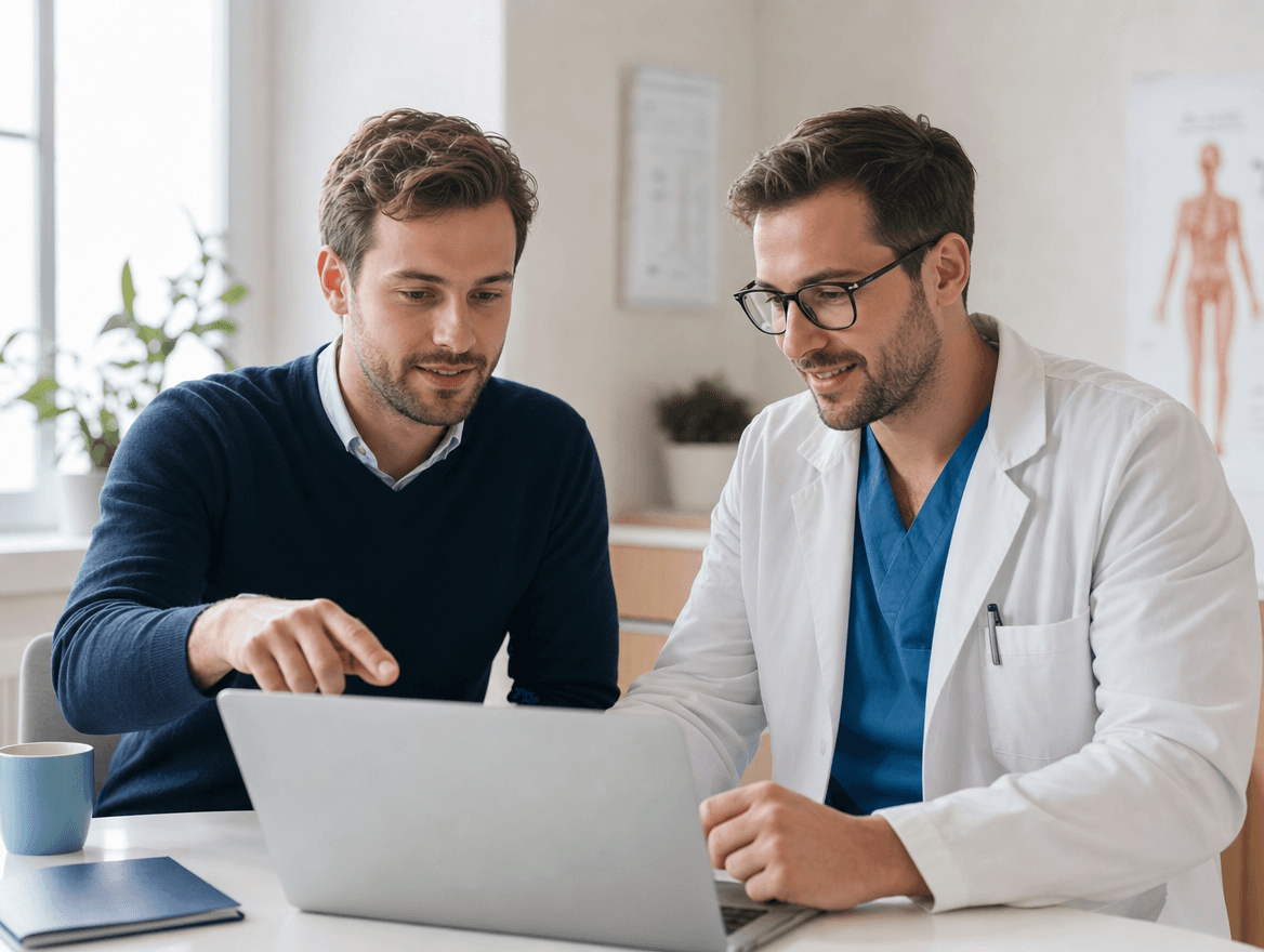 Customer Success Manager beim Onboarding mit einem Arzt